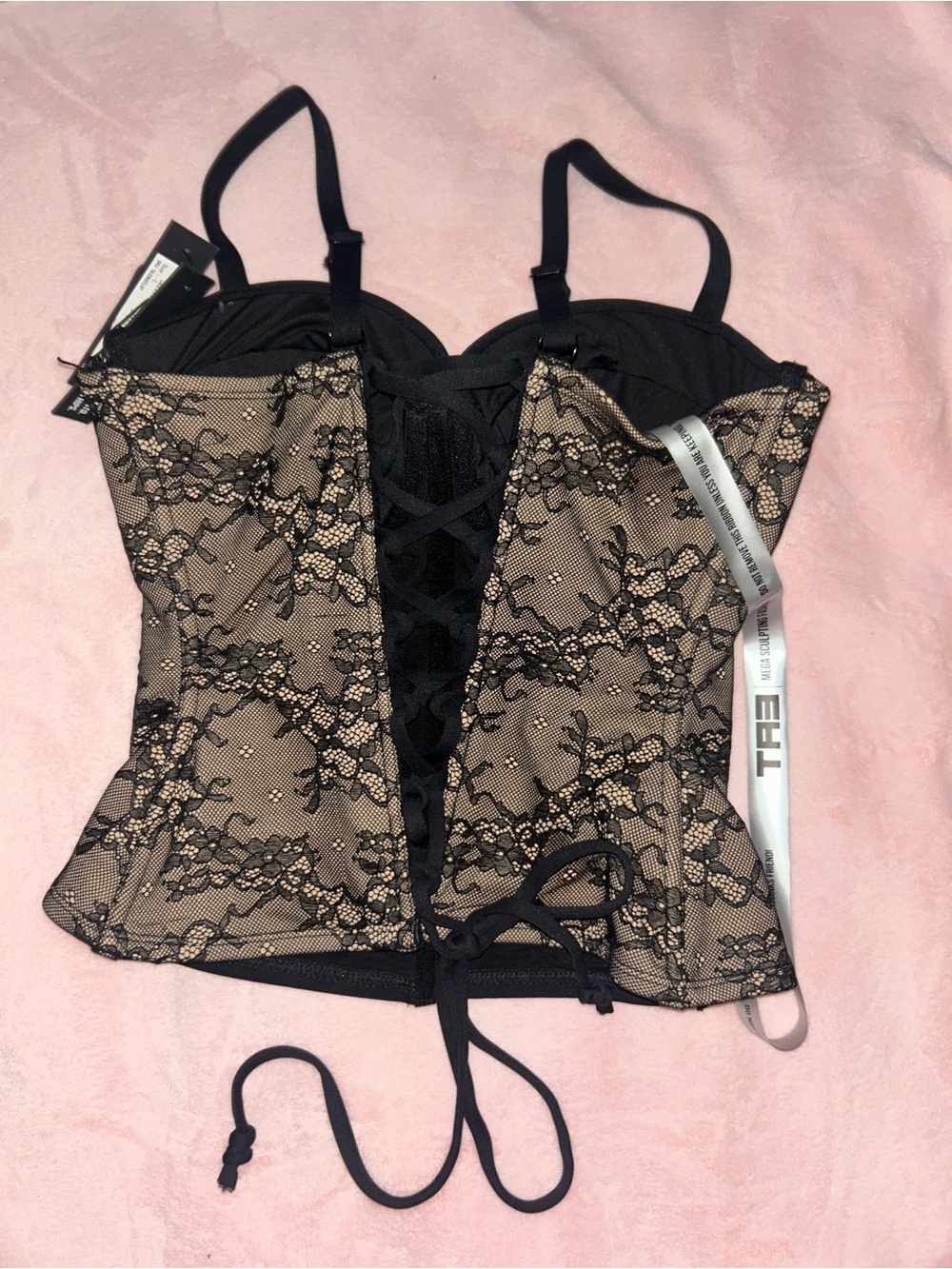 TA3 Black Lace Rhinestone Bustier Top - Picture 5 of 10
